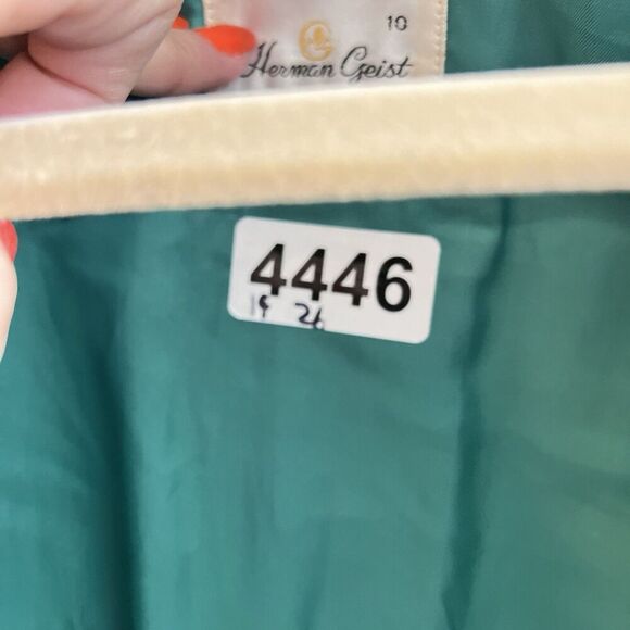 Vtg Herman Geist Suede Teal Blazer 2 Button Front Womens 10 Leather Lined EUC - Picture 3 of 10